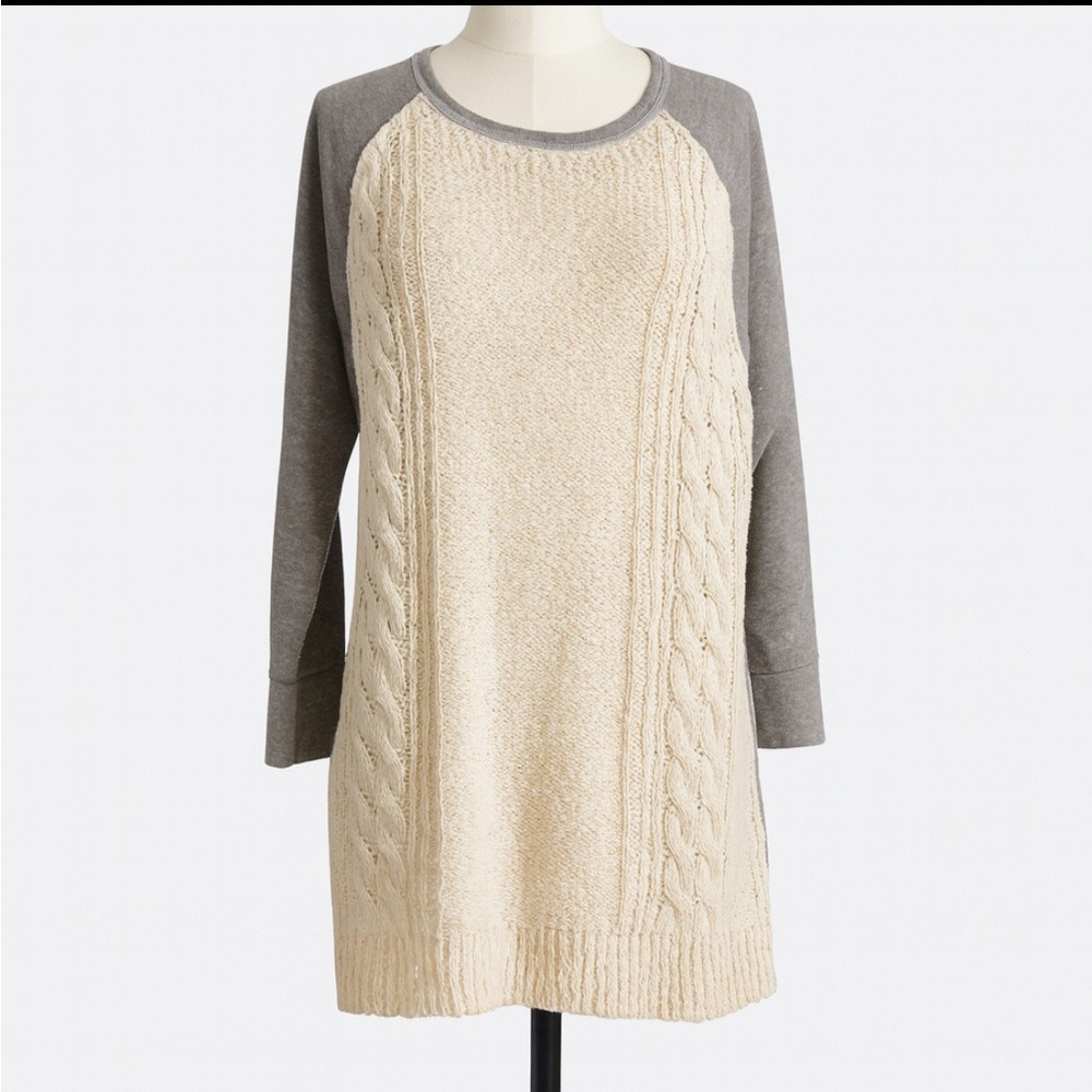 Ruff Hewn Relax Cream and Gray mixed media Women's Sweater Sz 1X
